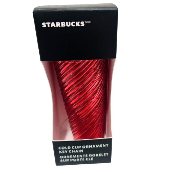 Starbucks 2024 Red Swirl Christmas Holiday Cold Cup Ornament Keychain New - Picture 2 of 4